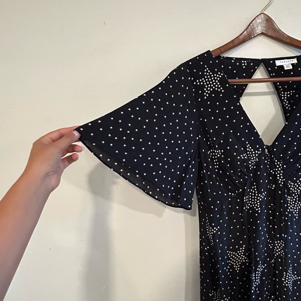 5/$40 Topshop Star Print Black Maxi Dress Size 8 - Picture 8 of 8
